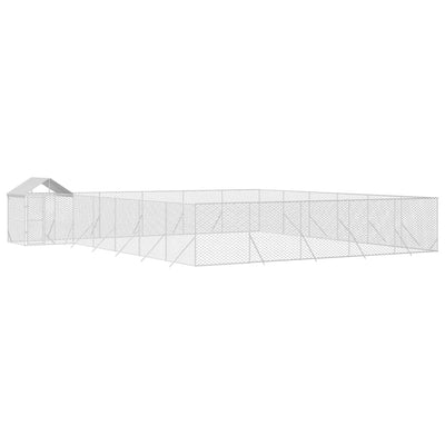 Outdoor Dog Kennel With Roof Silver 12X12X2.5 M