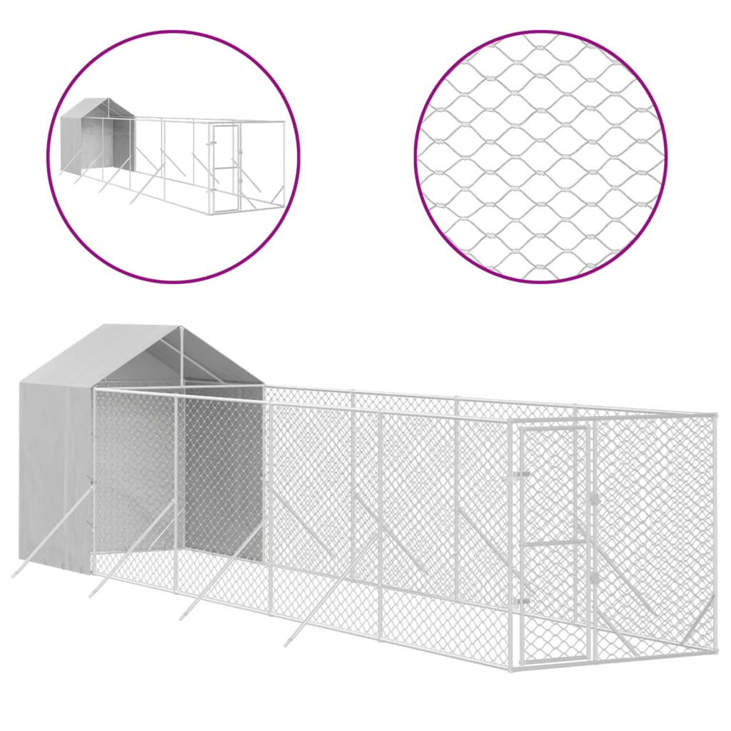 Andala Pets Outdoor Dog Kennel with Roof Silver 2x10x2.5 m Galvanised Steel