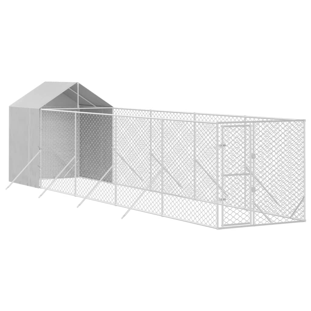 Outdoor Dog Kennel With Roof Silver 2X10X2.5 M