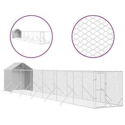 Andala Pets Outdoor Dog Kennel with Roof Silver 2x14x2.5 m Galvanised Steel