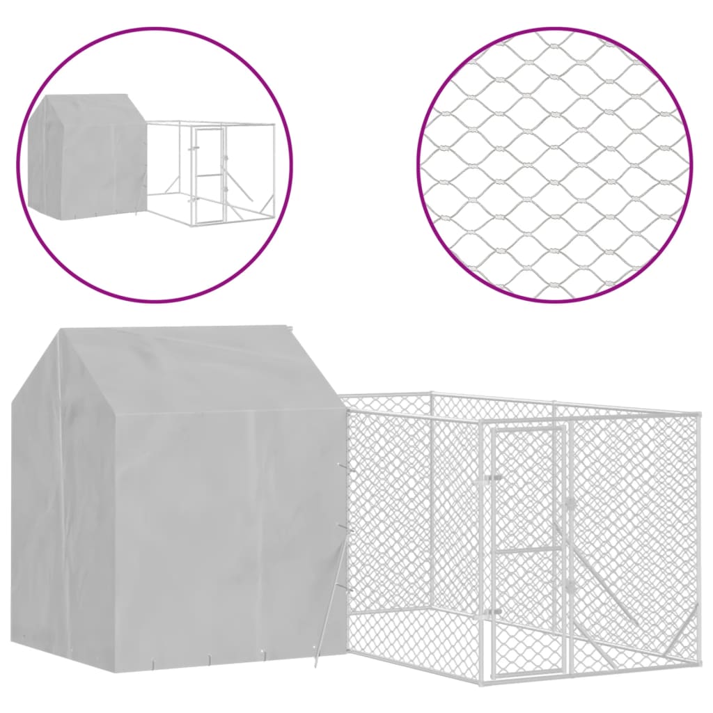 Andala Pets Outdoor Dog Kennel with Roof Silver 4x4x2.5 m Galvanised Steel