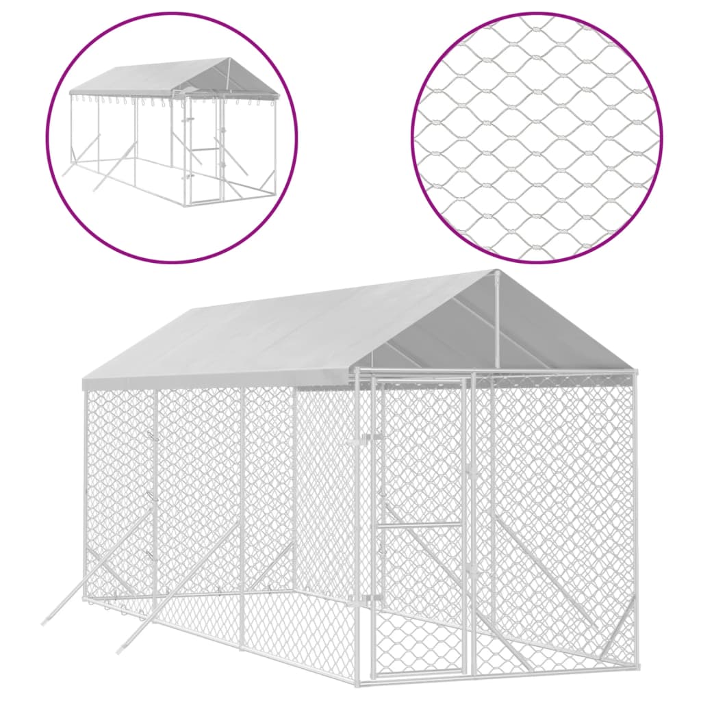 Andala Pets Outdoor Dog Kennel with Roof Silver 2x6x2.5 m Galvanised Steel