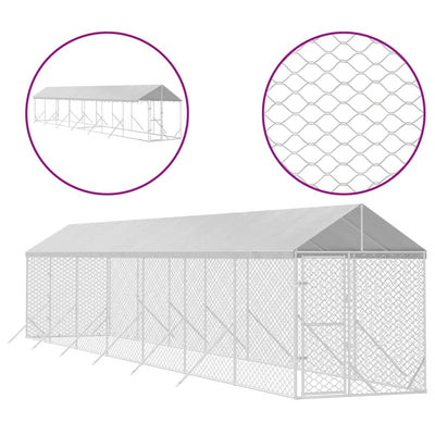 Andala Pets Outdoor Dog Kennel with Roof Silver 2x14x2.5 m Galvanised Steel