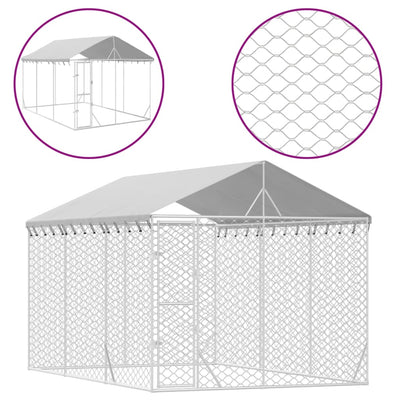 Andala Pets Outdoor Dog Kennel with Roof Silver 3x4.5x2.5 m Galvanised Steel