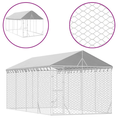 Andala Pets Outdoor Dog Kennel with Roof Silver 3x6x2.5 m Galvanised Steel