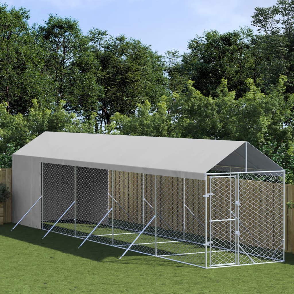 Andala Pets Outdoor Dog Kennel with Roof Silver 2x10x2.5 m Galvanised Steel