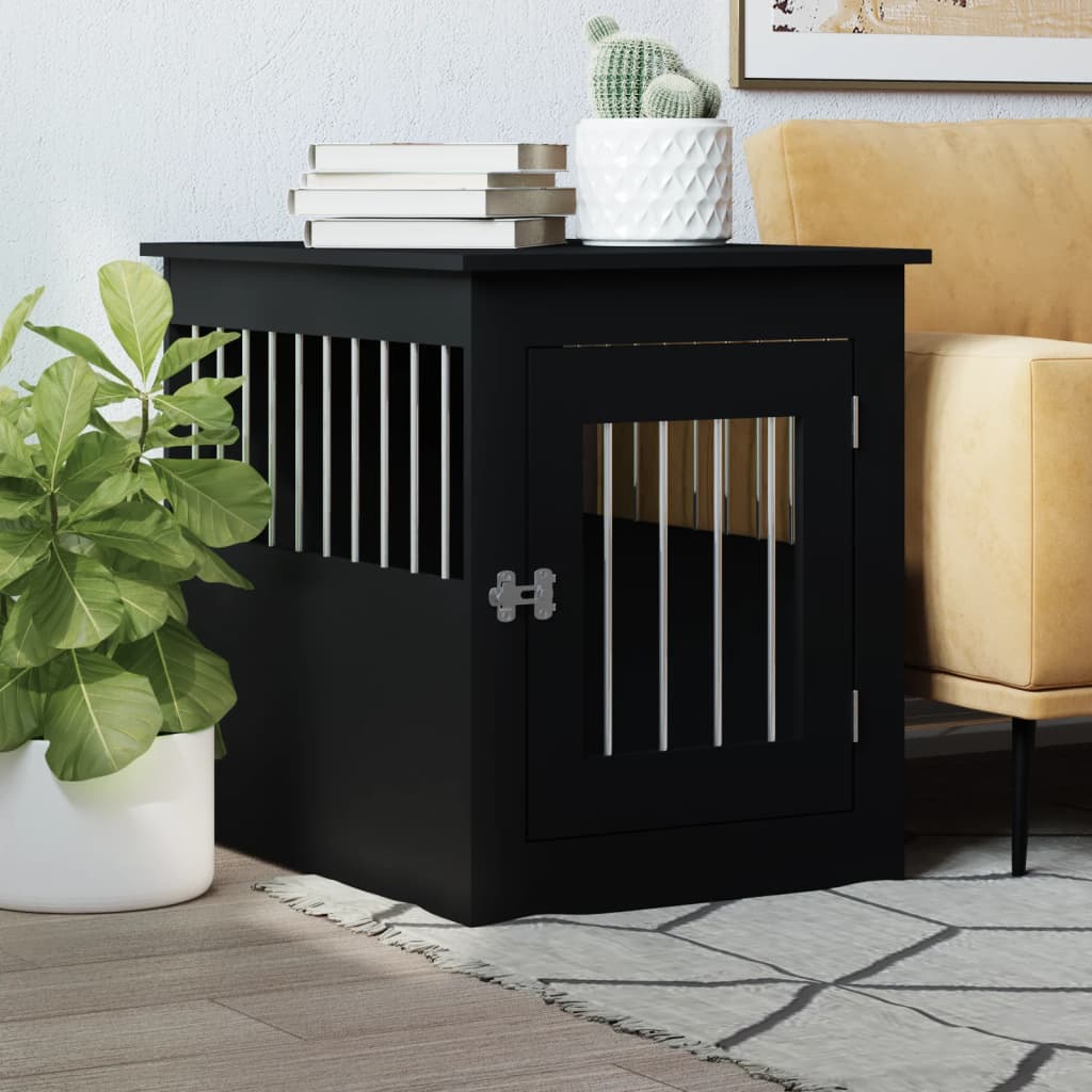 Andala Pets Dog Crate Furniture Black 55x75x65 cm Engineered Wood