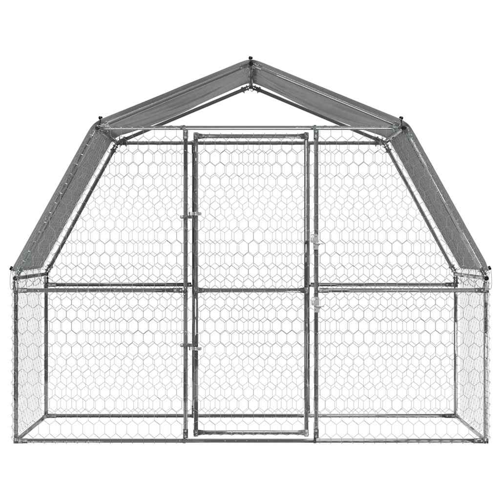 Dog Cages 2 Pcs With Roof And Door Silver