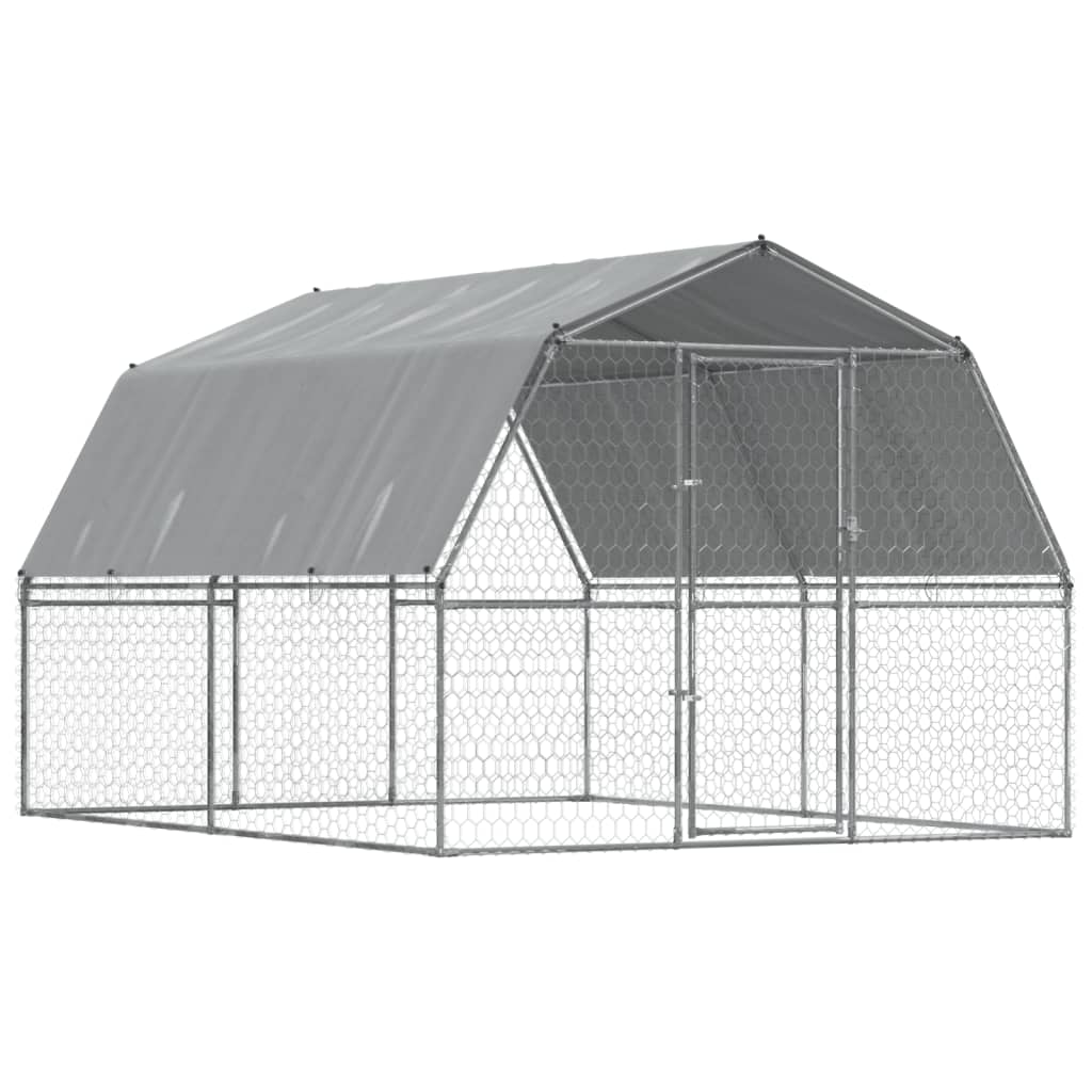 Andala Pets Dog Cages 2 pcs with Roof and Door Silver Galvanised Steel