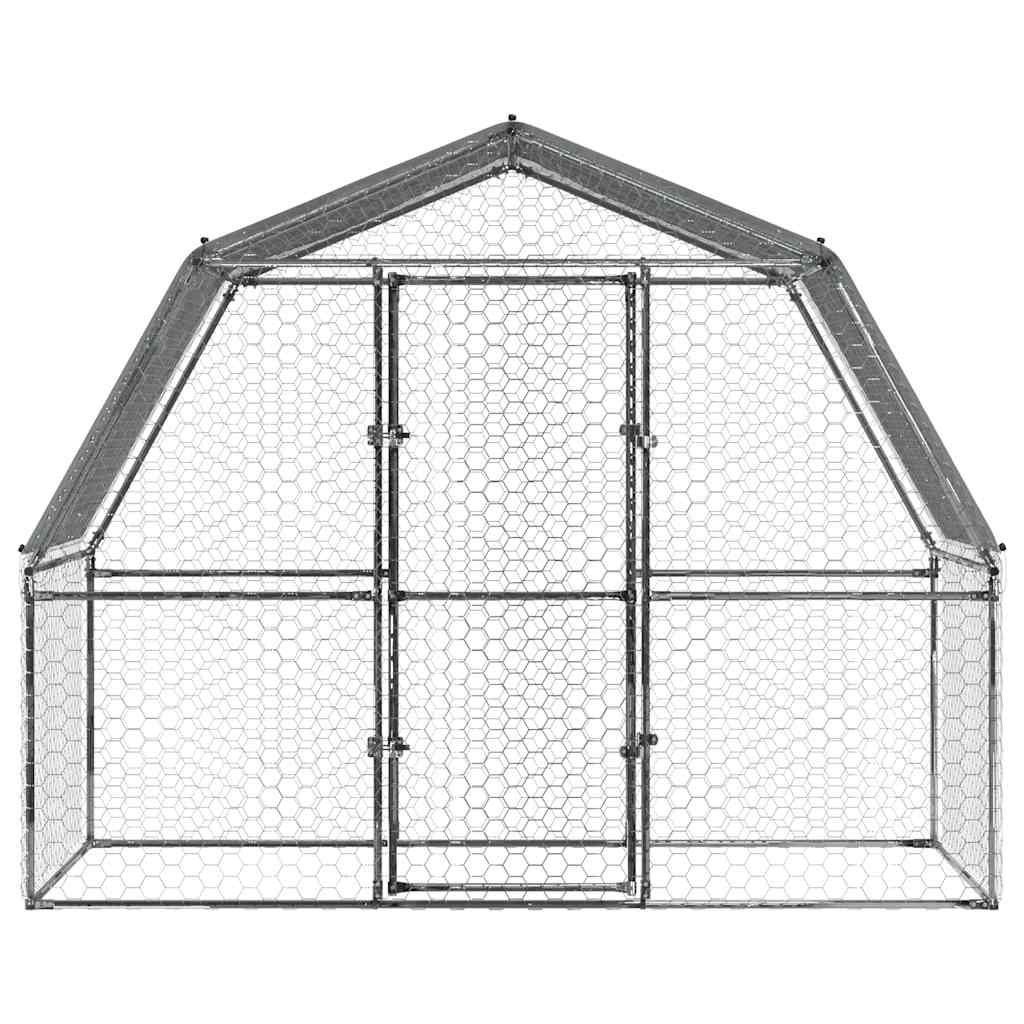 Chicken Coop With Roof And Door Silver
