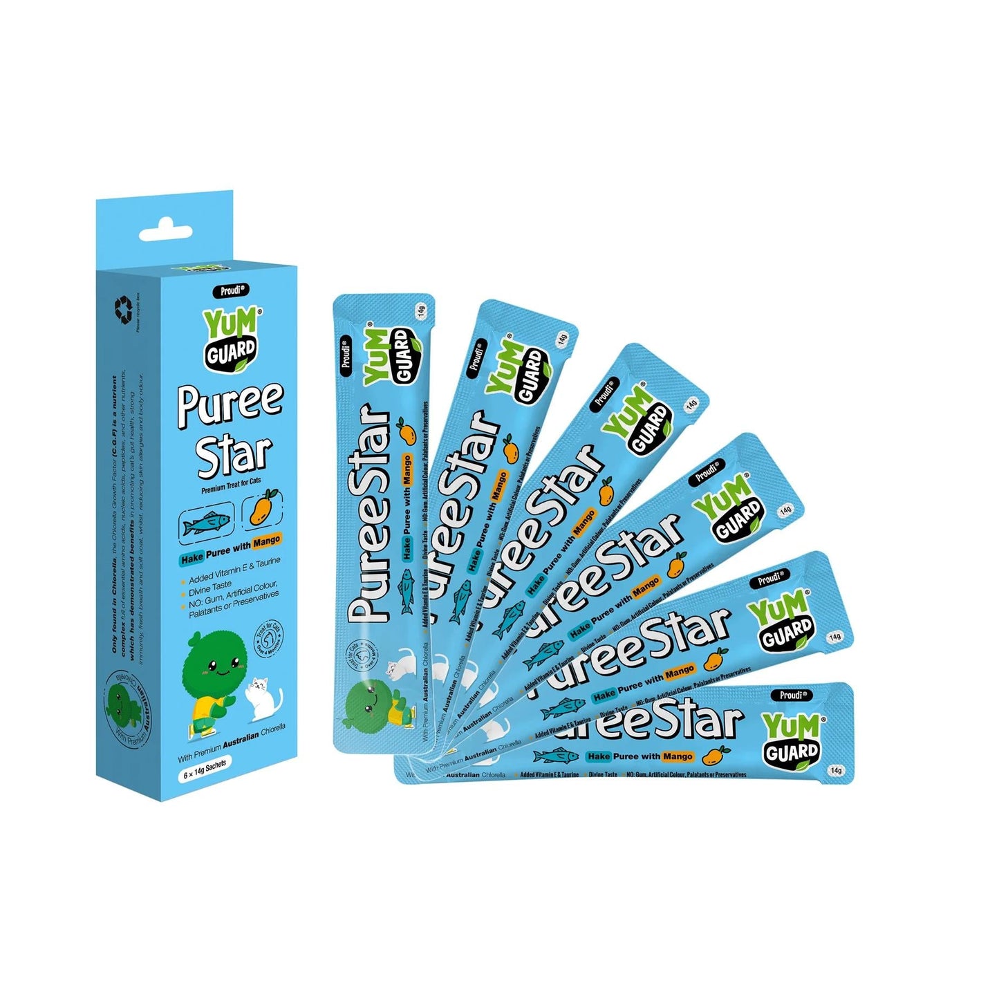 Yumguard Puree Star Hake With Mango Cat Treat 6X14g