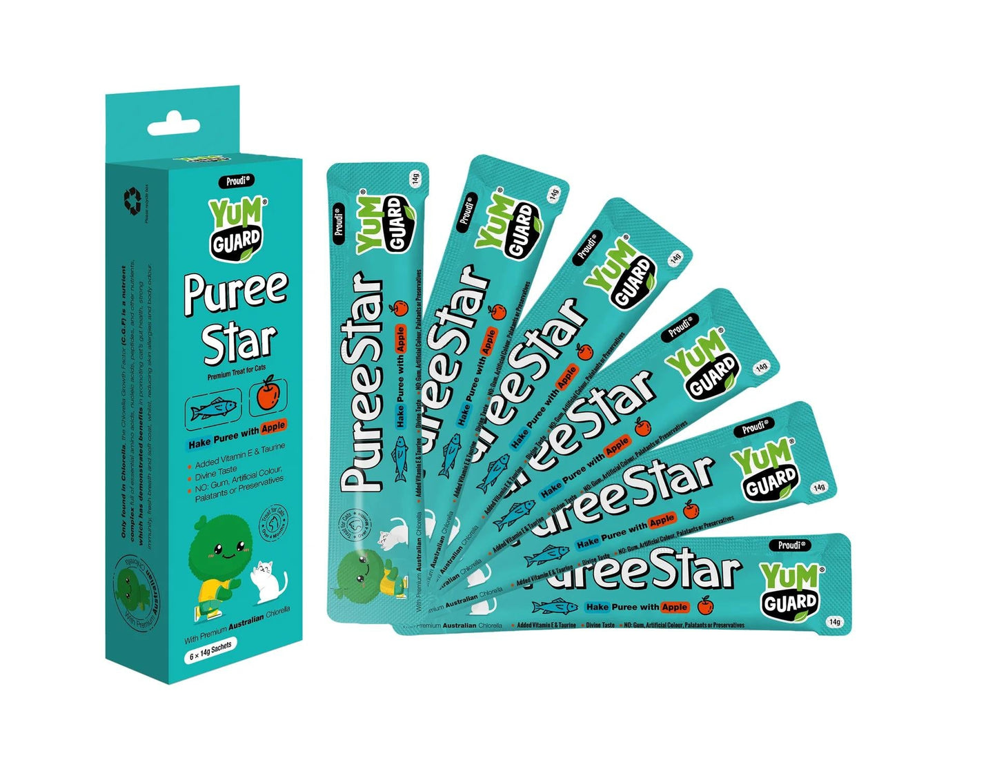 Yumguard Puree Star Hake With Apple Cat Treats 6X14g
