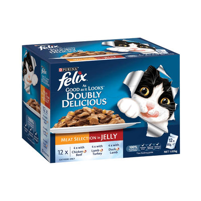Felix Doubly Delicious Meat Wet Cat Food 12X85g