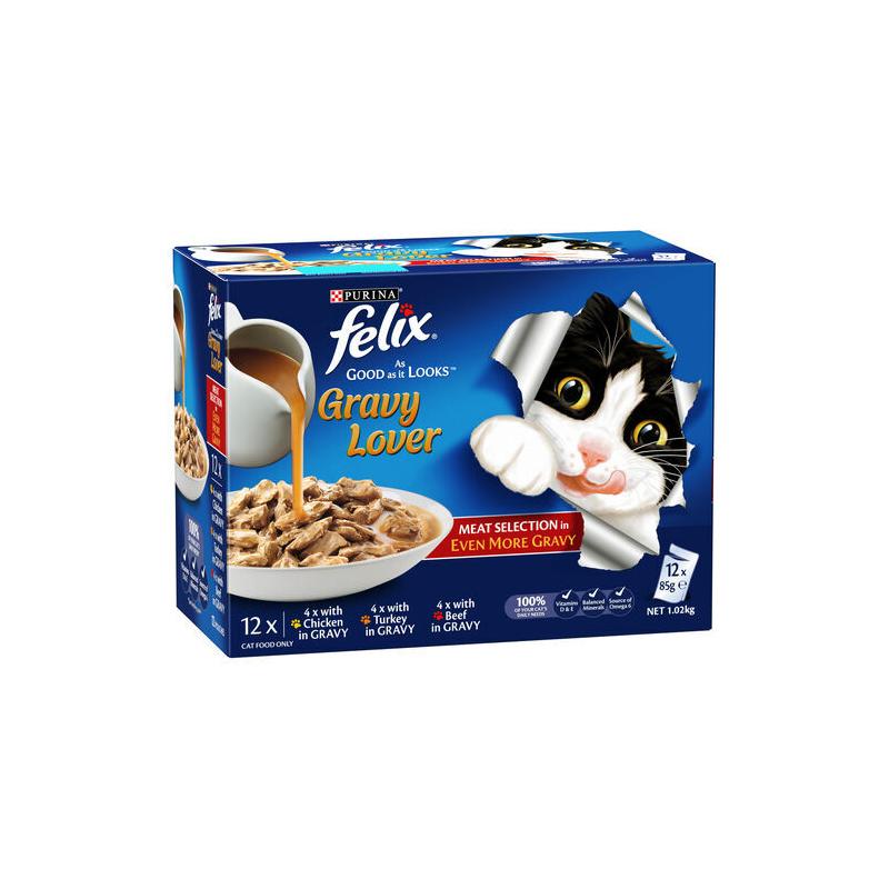 Felix Gravy Lover Meat Selection Cat Food 12X85g