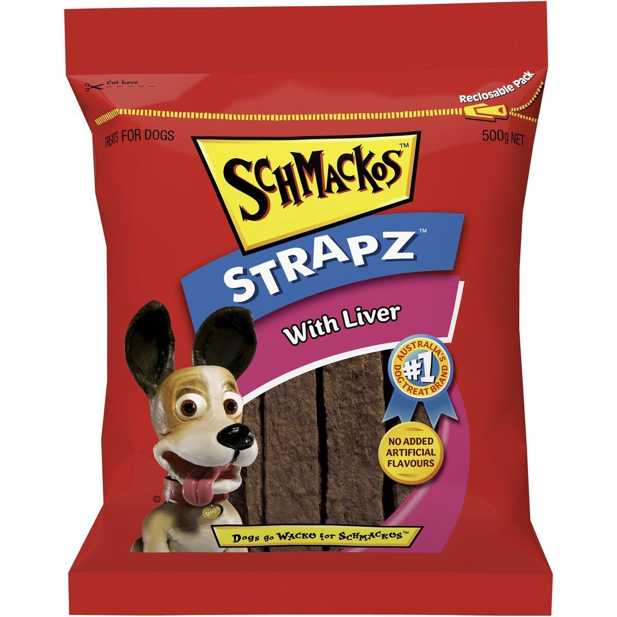 Schmackos Snacks Straps Liver 500g 4pk