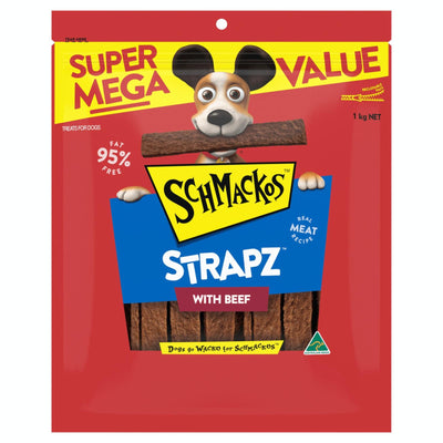 Schmackos Snacks Strapz Beef 1kg 3pk