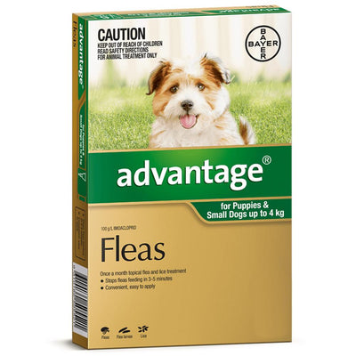Advantage Flea Treatment For Dogs 0-4kg Green 4 Pack