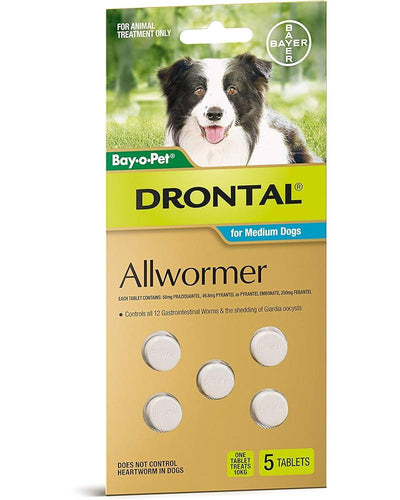 Drontal Allwormer For Dogs Medium 3-10kg 5 Chews