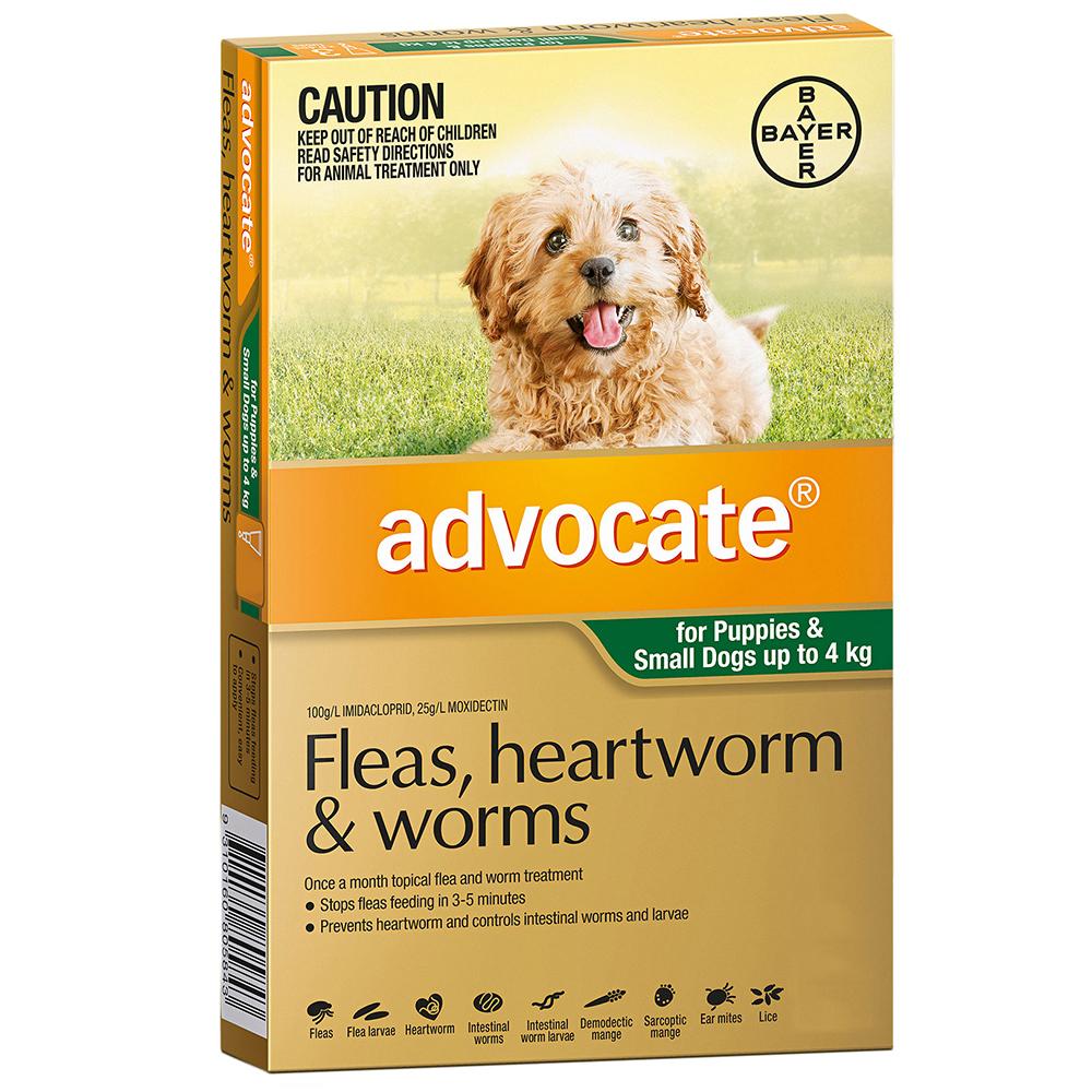 Advocate Flea Heartworm And Worm Treatment For Dogs 0-4kg Green 1 Pack