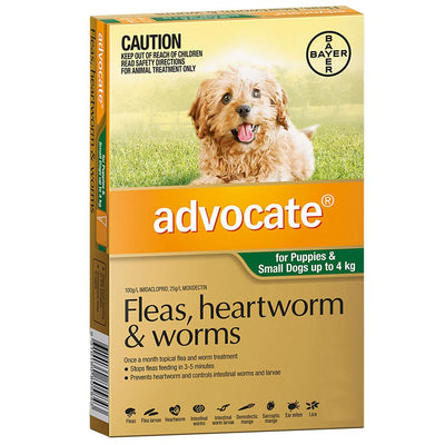 Advocate Flea Heartworm And Worm Treatment For Dogs 0-4kg Green 1 Pack
