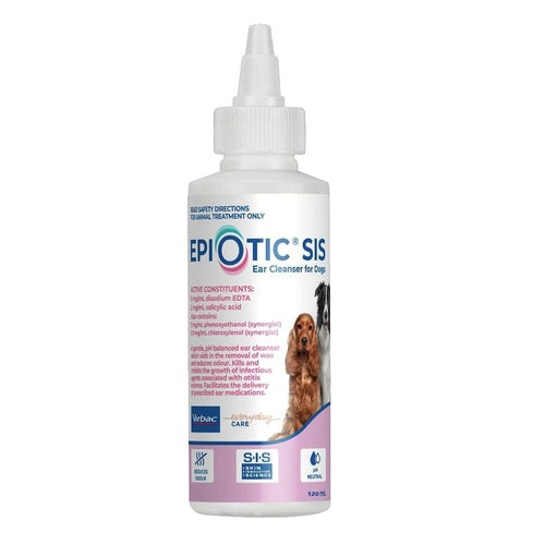Virbac Epiotic Sis Ear Cleanser For Dogs 120ml - Free Shipping