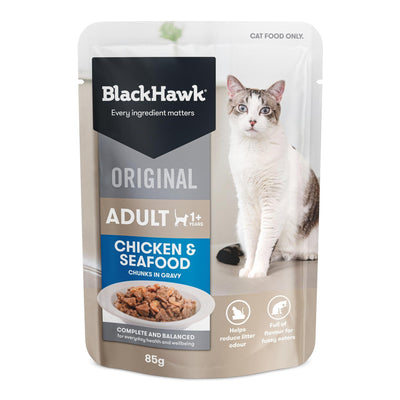 Black Hawk Original Adult Pouches Chicken And Seafood 12 X 85g
