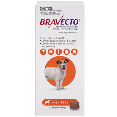Bravecto For Small Dogs 4.5-10kg (Orange)