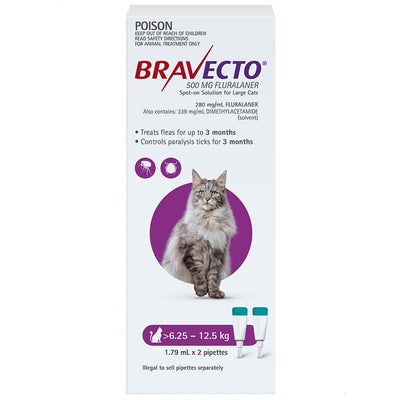 Bravecto Spot On For Large Cats (6.25 - 12.5kg) Purple