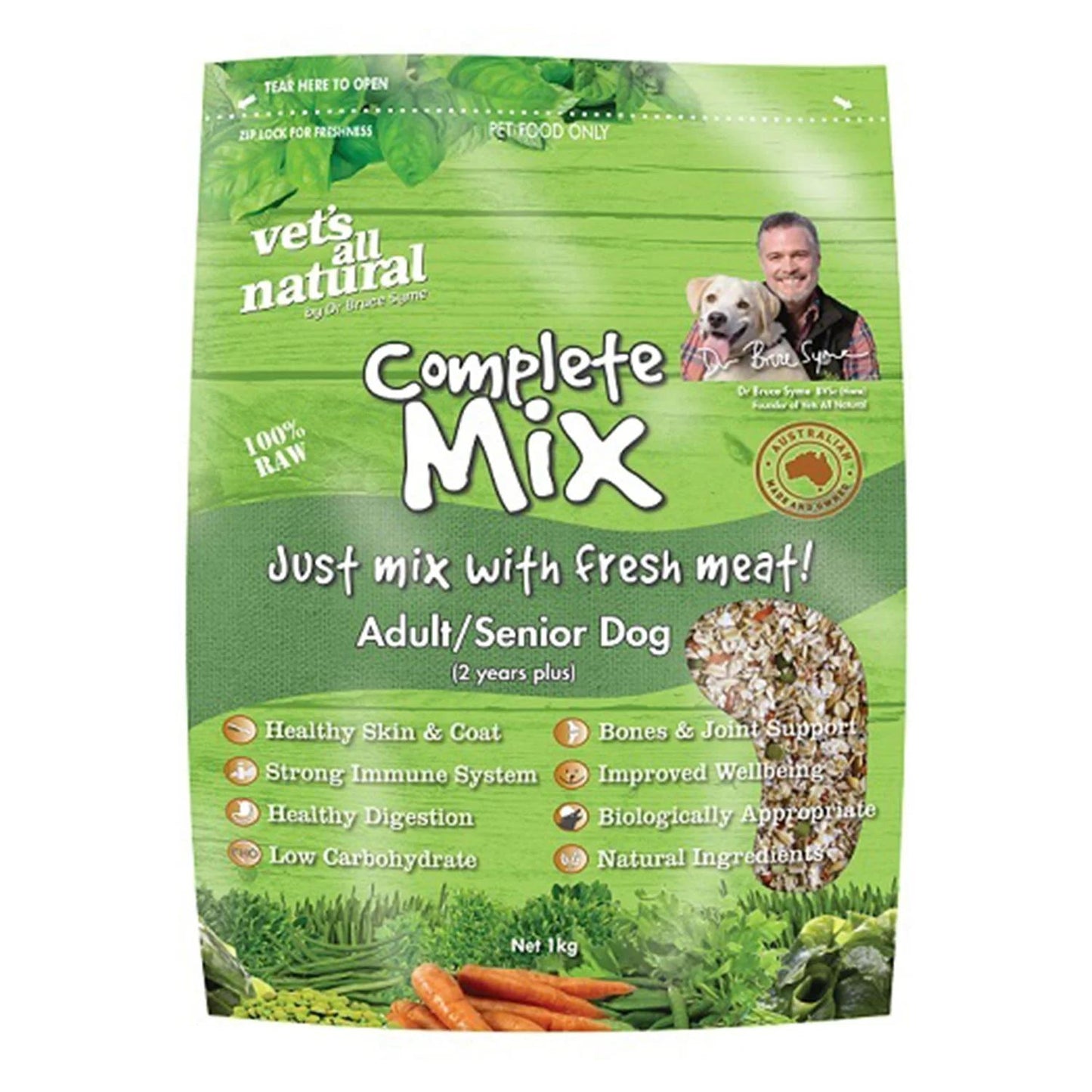 Vets All Natural Complete Mix Adult & Senior Dry Dog Food - 1kg