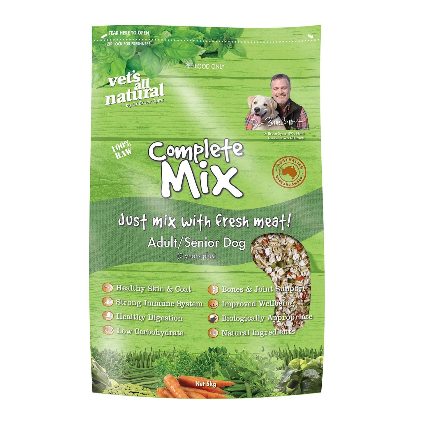 Vets All Natural Complete Mix Adult & Senior Dry Dog Food - 5kg