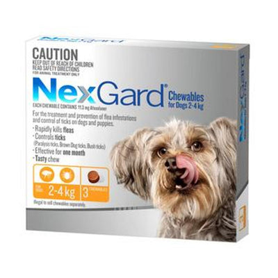 Nexgard Flea & Tick Treatment 2-4kg Dog - 3pk