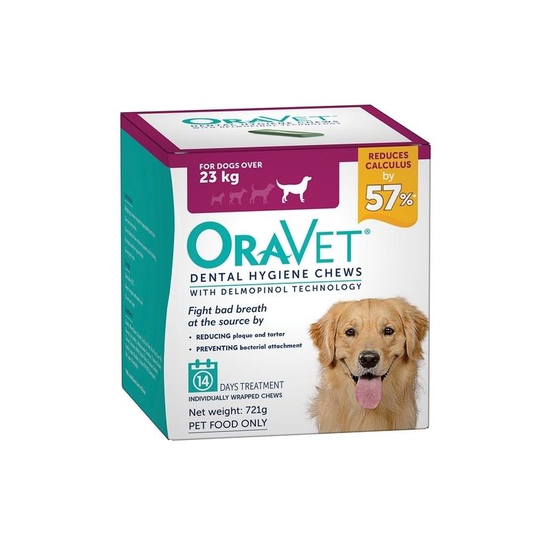 Oravet Plaque & Tartar Control Chews For Large Dogs Over 23kg 14 Pack Red