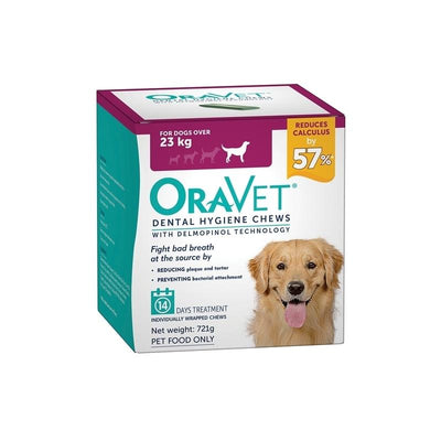 Oravet Plaque & Tartar Control Chews For Large Dogs Over 23kg 14 Pack Red