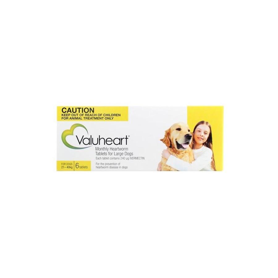 Value Plus Valuheart Heartworm Tablets Dog Large 21-40kg Gold 6 Pack
