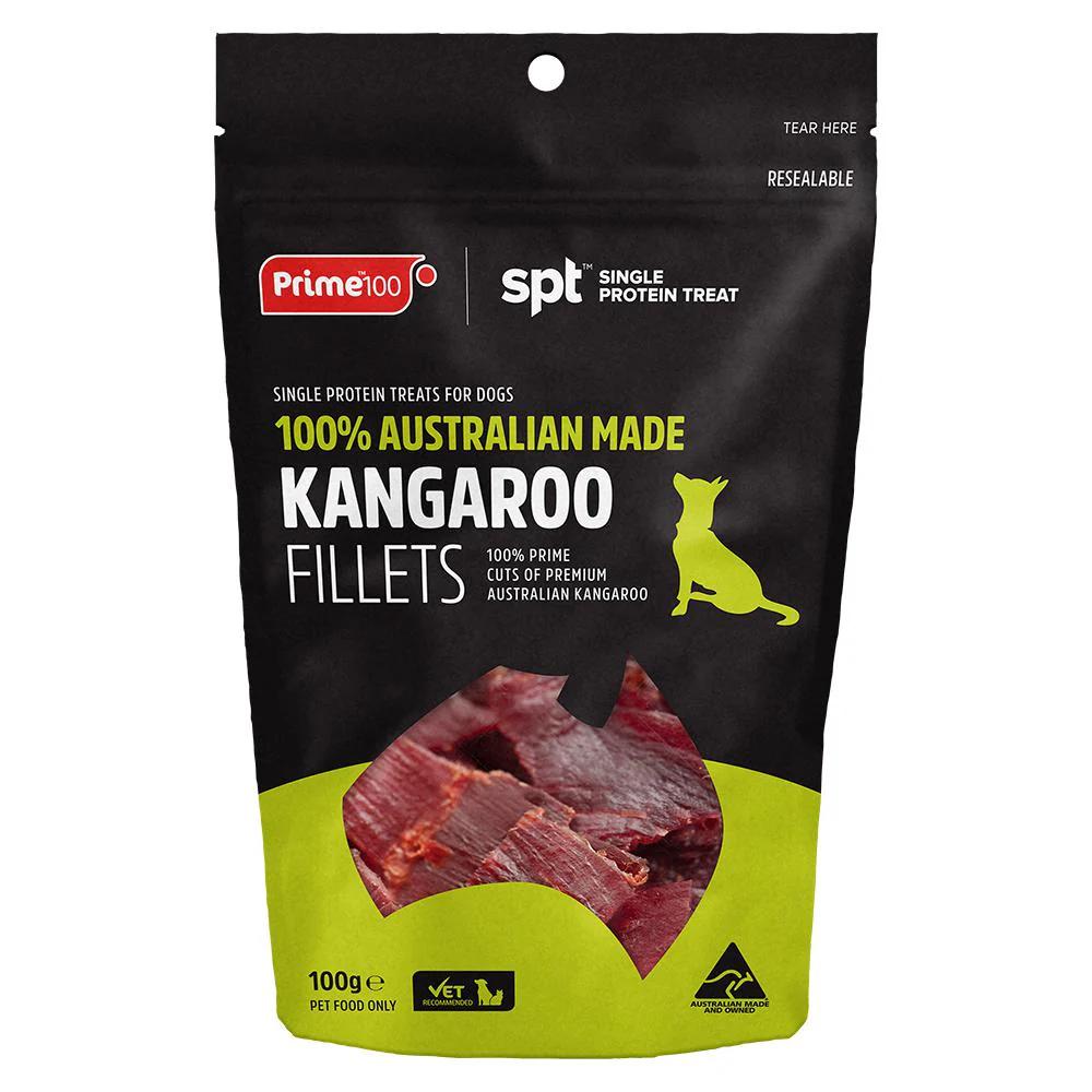 Prime100 Spt Kangaroo Fillet Dog Treats 100g