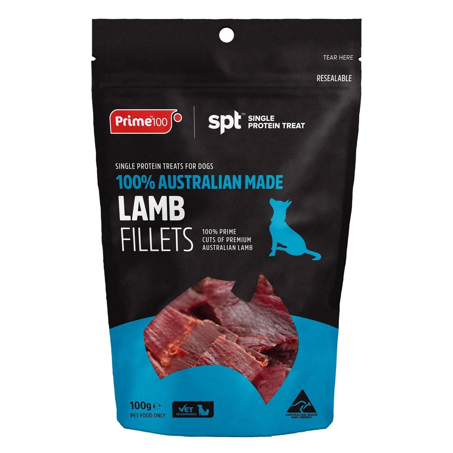 Prime100 Spt Lamb Fillets Dog Treats 100g
