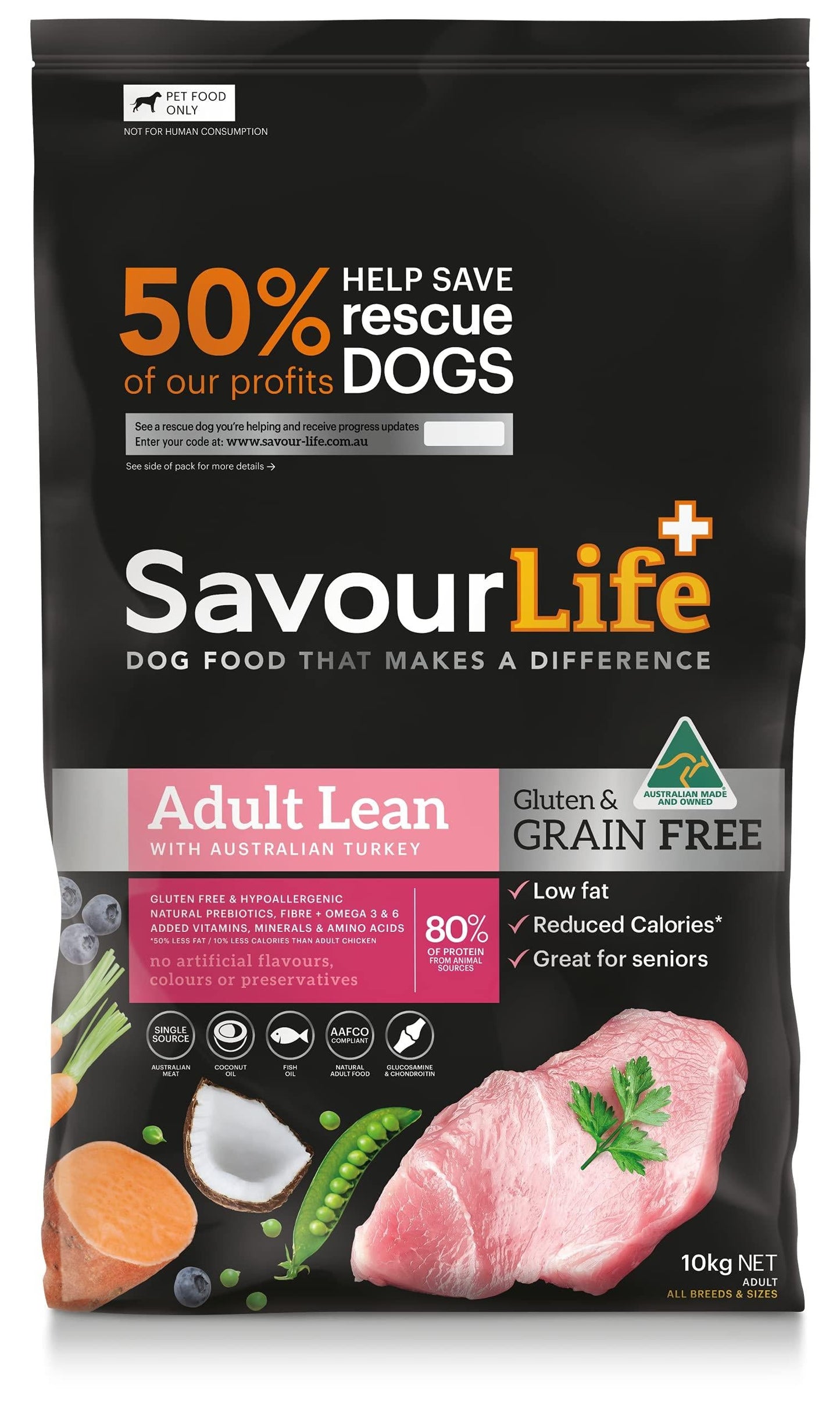 Savourlife Grain Free Dry Dog Food Lean Turkey 10kg