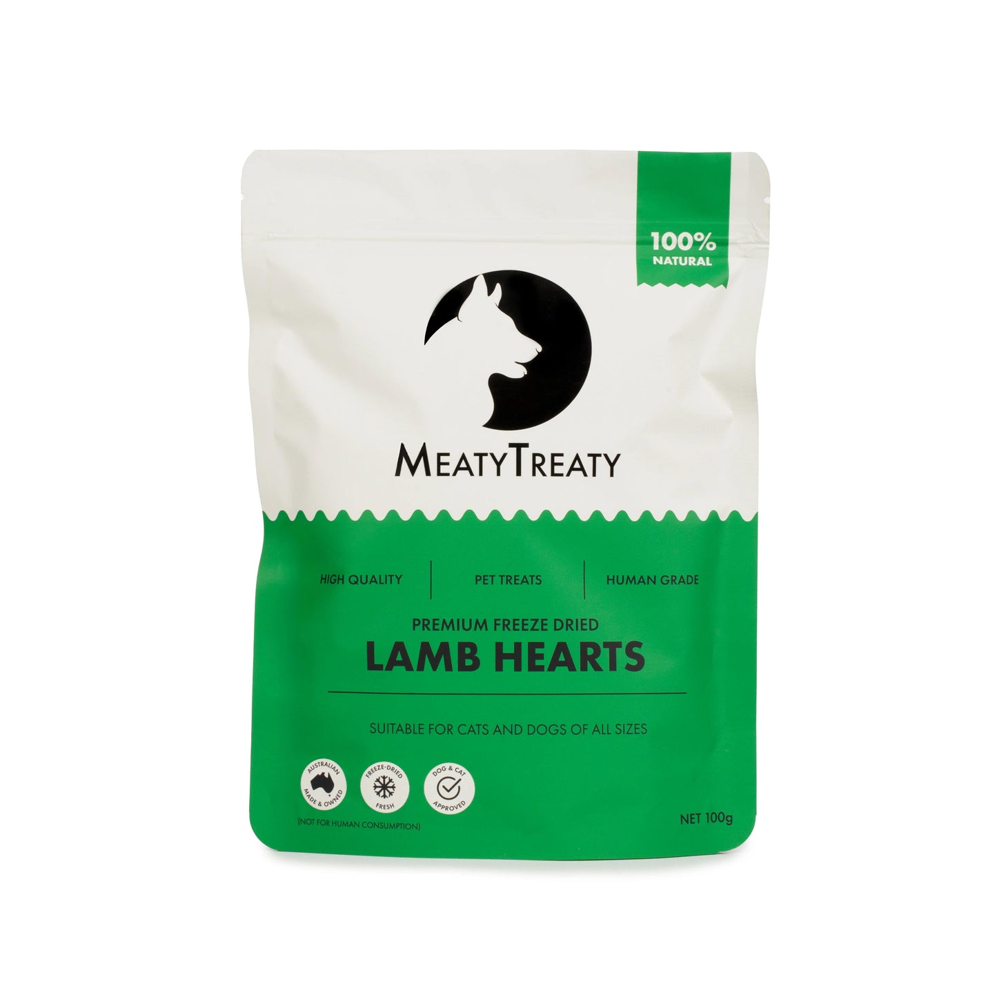 Meaty Treaty Freeze Dried Australian Lamb Hearts Cat & Dog Treats 100g