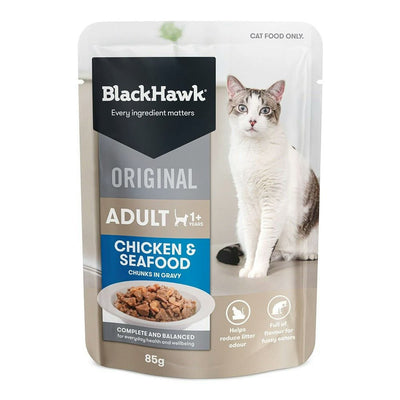 Black Hawk Original Adult Pouches Chicken and Seafood 12 x 85g