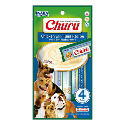 Inaba Churu Creamy Puree Chicken With Tuna Recipe Dog Treat Tubes 24 x 56g