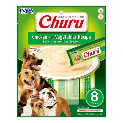 Inaba Churu Creamy Puree Chicken With Vegetables Dog Treat Tubes 6 x 160g