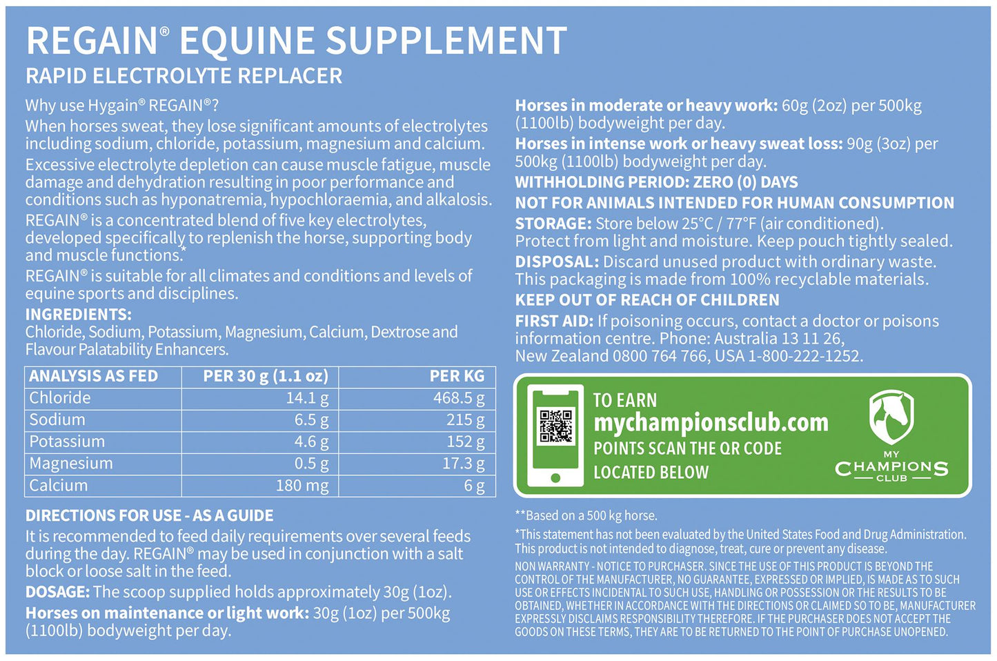 Hygain Regain Horse Rapid Electrolyte Replacer 5kg