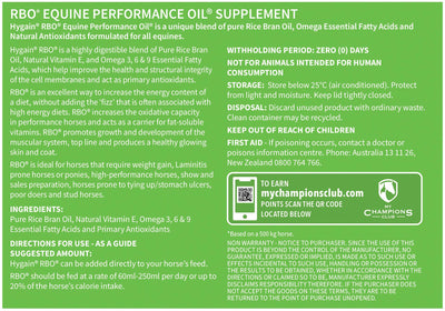 Hygain Rice Bran Oil Horses Performance Supplement 20L