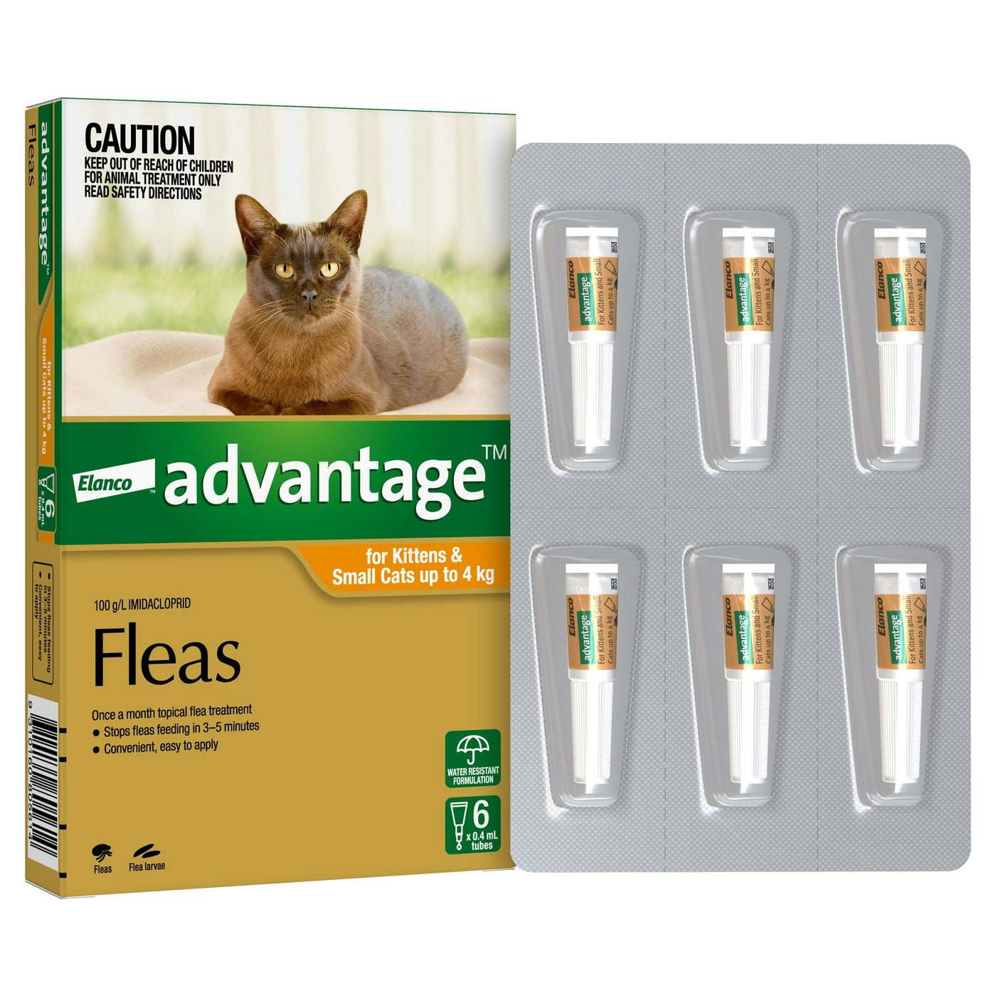 Advantage Flea Treatment For Cats 0-4kg Orange 6 Pack