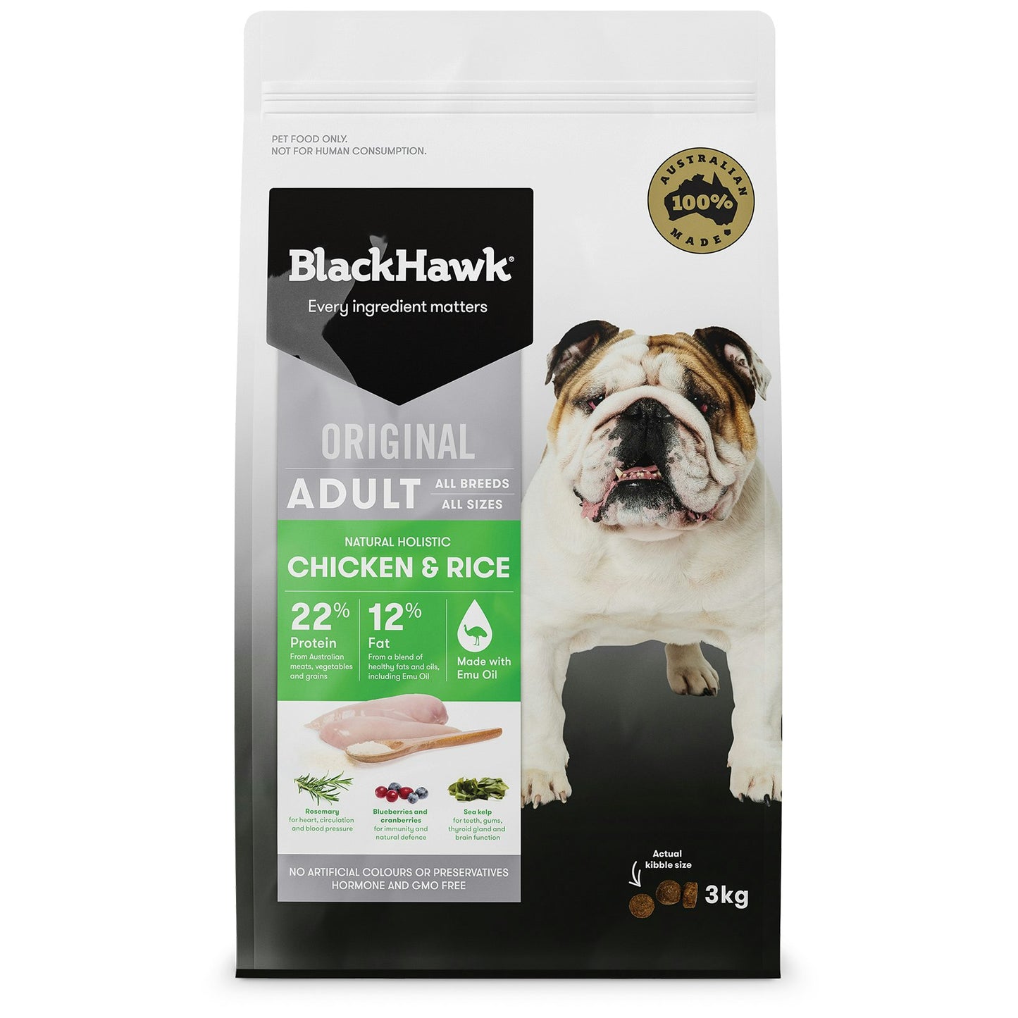 Black Hawk Original Adult Chicken and Rice Dry Dog Food 3kg