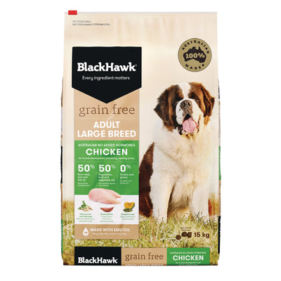 Black Hawk Grain Free Large Breed Adult Chicken Dry Dog Food 15kg