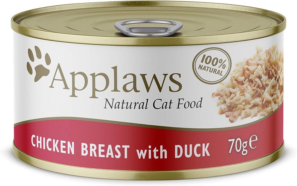 APPLAWS CAT CHICKEN BREAST DUCK IN BROTH 70G 24PK