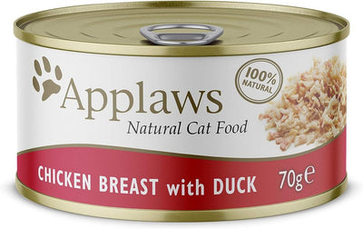 APPLAWS CAT CHICKEN BREAST DUCK IN BROTH 70G 24PK