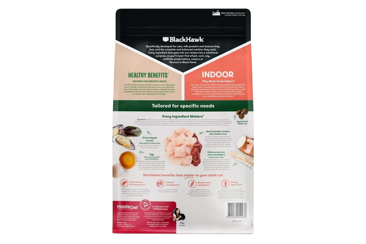 Black Hawk Healthy Benefits Indoor Chicken Dry Cat Food 2kg