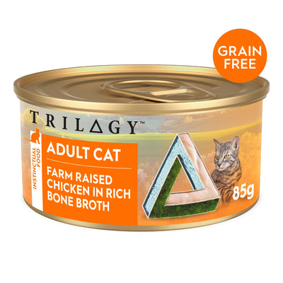 TRILOGY ADULT CHICKEN IN BONE BROTH 85G 24PK